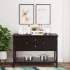 Giantex Buffet Sideboard, Wood Storage Cabinet, Console Table with Storage Shelf, 2 Drawers and Cabinets, Living Room Kitchen Dining Room Furniture, Wood Buffet Server (Coffee Brown)(Coffee Brown)