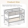 Giantex Bunk Bed Twin Over Twin, Solid Wood Detachable Bed Frame with High Guardrails & Integrated Ladder, Wooden Slatted Bunk Bed for Kids & Teens, No Box Spring Needed, White(Grey)
