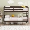 Giantex Bunk Bed Twin Over Twin, Solid Wood Detachable Bed Frame with High Guardrails & Integrated Ladder, Wooden Slatted Bunk Bed for Kids & Teens, No Box Spring Needed, White(Espresso)