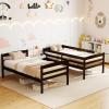 Giantex Bunk Bed Twin Over Twin, Solid Wood Detachable Bed Frame with High Guardrails & Integrated Ladder, Wooden Slatted Bunk Bed for Kids & Teens, No Box Spring Needed, White(Espresso)