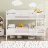 Giantex Bunk Bed Twin Over Twin, Solid Wood Detachable Bed Frame with High Guardrails & Integrated Ladder, Wooden Slatted Bunk Bed for Kids & Teens, No Box Spring Needed, White(White)