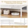Giantex Bunk Bed Twin Over Twin, Solid Wood Detachable Bed Frame with High Guardrails & Integrated Ladder, Wooden Slatted Bunk Bed for Kids & Teens, No Box Spring Needed, White(White)