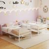 Giantex Bunk Bed Twin Over Twin, Solid Wood Detachable Bed Frame with High Guardrails & Integrated Ladder, Wooden Slatted Bunk Bed for Kids & Teens, No Box Spring Needed, White(White)