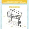 Giantex Bunk Bed Twin Over Twin, Solid Wood Floor Bunk Bed with Ladder & Full-Length Guardrails, House Shaped Bunk Beds for Kids, Girls, Boys, Dormitory and Bedroom, No Box Spring Needed