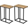 Giantex C Shaped End Table, Small Side Table for Sofa, Couch Table That Slide Under with Metal Frame, Industrial TV Tray Tables for Small Spaces, Living Room Bedroom, Rustic Brown(Natural)