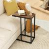 Giantex C Shaped End Table, Small Side Table for Sofa, Couch Table That Slide Under with Metal Frame, Industrial TV Tray Tables for Small Spaces, Living Room Bedroom, Rustic Brown(Rustic Brown)
