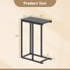 Giantex C Shaped End Table, Small Side Table for Sofa, Couch Table That Slide Under with Metal Frame, Industrial TV Tray Tables for Small Spaces, Living Room Bedroom, Rustic Brown(Black)
