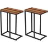 Giantex C Shaped End Table, Small Side Table for Sofa, Couch Table That Slide Under with Metal Frame, Industrial TV Tray Tables for Small Spaces, Living Room Bedroom, Rustic Brown(Walnut)