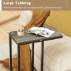 Giantex C Shaped End Table, Small Side Table for Sofa, Couch Table That Slide Under with Metal Frame, Industrial TV Tray Tables for Small Spaces, Living Room Bedroom, Rustic Brown(Greige)