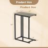 Giantex C Shaped End Table, Small Side Table for Sofa, Couch Table That Slide Under with Metal Frame, Industrial TV Tray Tables for Small Spaces, Living Room Bedroom, Rustic Brown(Greige)
