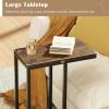 Giantex C Shaped End Table, Small Side Table for Sofa, Couch Table That Slide Under with Metal Frame, Industrial TV Tray Tables for Small Spaces, Living Room Bedroom, Rustic Brown(Rustic Brown)