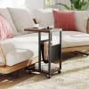 Giantex C Shaped End Table with Rolling Wheels, Sofa Side Table with Magazine Storage Holder & Metal Frame, Mobile TV Tray Table for Small Space Living Room, 16″ L x 11″ W x 23″ H, Rustic Brown(1)