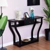 Giantex Console Hall Table for Entryway Small Space Sofa Side Table with Storage Drawer and Shelf Home Office Living Room Furniture Narrow Accent Hall Table (Black)
