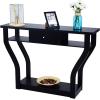 Giantex Console Hall Table for Entryway Small Space Sofa Side Table with Storage Drawer and Shelf Home Office Living Room Furniture Narrow Accent Hall Table (Black)