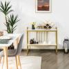 Giantex Console Table 2 Tier Narrow Entryway Table with Shelf, Faux Marble Tabletop and Metal Frame, Freestanding Skinny Sofa Side Table for Hallway, Dining Room, Living Room Foyer Tables (Gold)