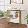Giantex Console Table Sofa Table – 48” Faux Marble Entryway Table, 2-Tier Narrow Couch Side Table with Anti-Toppling Kit, Long Buffet Table for Kitchen, Living Room, Dining Room Hallway Entry Table