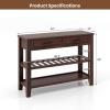 Giantex Console Table with 2 Drawers, 3-Tier Narrow Entryway Table with Storage, 2 Open Shelves & Solid Wood Legs, Wooden Long Sofa Side Table, Rectangular Entry Table for Home Living Room Hallway