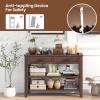 Giantex Console Table with 2 Drawers, 3-Tier Narrow Entryway Table with Storage, 2 Open Shelves & Solid Wood Legs, Wooden Long Sofa Side Table, Rectangular Entry Table for Home Living Room Hallway