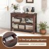 Giantex Console Table with 2 Drawers, 3-Tier Narrow Entryway Table with Storage, 2 Open Shelves & Solid Wood Legs, Wooden Long Sofa Side Table, Rectangular Entry Table for Home Living Room Hallway