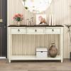 Giantex Console Table with 3 Storage Drawers – Entry Table, Rustic Farmhouse Entryway Table with Open Storage Shelf, Solid Wood Legs, Long Sofa Table for Living Room, Hallway, Narrow Console Table