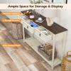 Giantex Console Table with 3 Storage Drawers – Entry Table, Rustic Farmhouse Entryway Table with Open Storage Shelf, Solid Wood Legs, Long Sofa Table for Living Room, Hallway, Narrow Console Table