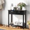 Giantex Console Table with Drawers, Entry Table, Narrow Sofa Table with Open Storage Shelf, Wood Legs, Foyer Table, Entryway Table for Office, Living Room, Hallway, Couch Table (White)(Black)