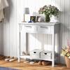 Giantex Console Table with Drawers, Entry Table, Narrow Sofa Table with Open Storage Shelf, Wood Legs, Foyer Table, Entryway Table for Office, Living Room, Hallway, Couch Table (White)(White)