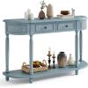 Giantex Console Table with Storage, 52” Long Sofa Table with 2 Drawers, Open Shelf, Solid Wood Legs, Narrow Entryway Table, Vintage Behind Couch Entry Table for Living Room Hallway, Foyer