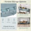 Giantex Console Table with Storage, 52” Long Sofa Table with 2 Drawers, Open Shelf, Solid Wood Legs, Narrow Entryway Table, Vintage Behind Couch Entry Table for Living Room Hallway, Foyer