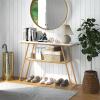 Giantex Console Table with Storage Shelf – 44” Entryway Table, Long Narrow Couch Table with Golden Metal Frame, Marble-Like Board, Foyer Table, Sofa Side Table for Living Room, Hallway, Entry Table