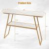 Giantex Console Table with Storage Shelf – 44” Entryway Table, Long Narrow Couch Table with Golden Metal Frame, Marble-Like Board, Foyer Table, Sofa Side Table for Living Room, Hallway, Entry Table