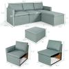 Giantex Convertible Sectional Sofa Couch, Modern L-Shaped Sectional Couch 3-Seat Sofa with Reversible Chaise, Spring Support Large Weight, Linen Fabric Corner Sofa Sets for Apartment, Dorm(Green)