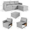 Giantex Convertible Sectional Sofa Couch, Modern L-Shaped Sectional Couch 3-Seat Sofa with Reversible Chaise, Spring Support Large Weight, Linen Fabric Corner Sofa Sets for Apartment, Dorm(Light Gray)