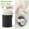 Giantex Corner Laundry Hamper with Lid, 58 L Bamboo Laundry Basket with Removable Liner & Handle, Triangle Clothes Hamper for Small Spaces, Bedroom, Bathroom, Laundry & Living Room (Black)(Black)