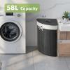 Giantex Corner Laundry Hamper with Lid, 58 L Bamboo Laundry Basket with Removable Liner & Handle, Triangle Clothes Hamper for Small Spaces, Bedroom, Bathroom, Laundry & Living Room (Black)(Black)