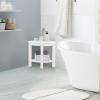 Giantex Corner Shower Stool Waterproof – HDPE Shower Bench Seat with Storage Shelf for Shaving Legs, Non-Slip Foot Pads, Plastic Spa Bath Step Foot Rest for Bathroom Small Place (White)(White)