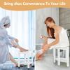Giantex Corner Shower Stool Waterproof – HDPE Shower Bench Seat with Storage Shelf for Shaving Legs, Non-Slip Foot Pads, Plastic Spa Bath Step Foot Rest for Bathroom Small Place (White)(White)