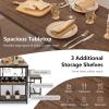 Giantex Dining Table Set for 4, 3-Piece 55″ L Kitchen Table Set w/ 2 Benches, Breakfast Table w/ 5-Bottle Wine Rack & Glass Holder, Space-Saving Dinette Set for Dining Room, Kitchen, Apartment