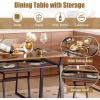 Giantex Dining Table Set for 4, 47”L x 28”W Rectangular Kitchen Table w/ 4 Trapezoid Chairs, Reinforced Metal Frame & Storage Rack, Industrial Space-Saving Dinette Set for Kitchen Dining Room (Brown)(Rustic Brown)