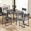 Giantex Dining Table Set for 4, 47”L x 28”W Rectangular Kitchen Table w/ 4 Trapezoid Chairs, Reinforced Metal Frame & Storage Rack, Industrial Space-Saving Dinette Set for Kitchen Dining Room (Brown)(Grey)