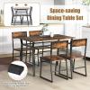 Giantex Dining Table Set for 4, 47”L x 28”W Rectangular Kitchen Table w/ 4 Trapezoid Chairs, Reinforced Metal Frame & Storage Rack, Industrial Space-Saving Dinette Set for Kitchen Dining Room (Brown)(Rustic Brown)