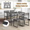 Giantex Dining Table Set for 4, 47”L x 28”W Rectangular Kitchen Table w/ 4 Trapezoid Chairs, Reinforced Metal Frame & Storage Rack, Industrial Space-Saving Dinette Set for Kitchen Dining Room (Brown)(Grey)