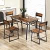 Giantex Dining Table Set for 4, 47”L x 28”W Rectangular Kitchen Table w/ 4 Trapezoid Chairs, Reinforced Metal Frame & Storage Rack, Industrial Space-Saving Dinette Set for Kitchen Dining Room (Brown)(Rustic Brown)