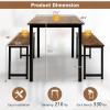 Giantex Dining Table Set for 4, Industrial Kitchen Table Set w/ 2 Benches, Space-Saving Dinette Set for Breakfast Nook, Dining Room, Kitchen, Easy Assembly (Natural)(Mix Brown)