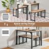 Giantex Dining Table Set for 4, Industrial Kitchen Table Set w/ 2 Benches, Space-Saving Dinette Set for Breakfast Nook, Dining Room, Kitchen, Easy Assembly (Natural)(Natural)