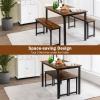 Giantex Dining Table Set for 4, Industrial Kitchen Table Set w/ 2 Benches, Space-Saving Dinette Set for Breakfast Nook, Dining Room, Kitchen, Easy Assembly (Natural)(Mix Brown)