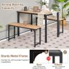 Giantex Dining Table Set for 4, Industrial Kitchen Table Set w/ 2 Benches, Space-Saving Dinette Set for Breakfast Nook, Dining Room, Kitchen, Easy Assembly (Natural)(Natural)