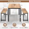 Giantex Dining Table Set for 4, Industrial Kitchen Table Set w/ 2 Benches, Space-Saving Dinette Set for Breakfast Nook, Dining Room, Kitchen, Easy Assembly (Natural)(Natural)