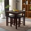 Giantex Dining Table Set for 4, Kitchen Table Chairs Set of 4, Counter Height Dining Table Set with 4 Bar Stools, Space-Saving Dinette Table Set for Small Place, Breakfast Nook Table Set (Brown)(Brown)