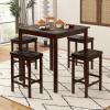 Giantex Dining Table Set for 4, Kitchen Table Chairs Set of 4, Counter Height Dining Table Set with 4 Bar Stools, Space-Saving Dinette Table Set for Small Place, Breakfast Nook Table Set (Brown)(Brown)